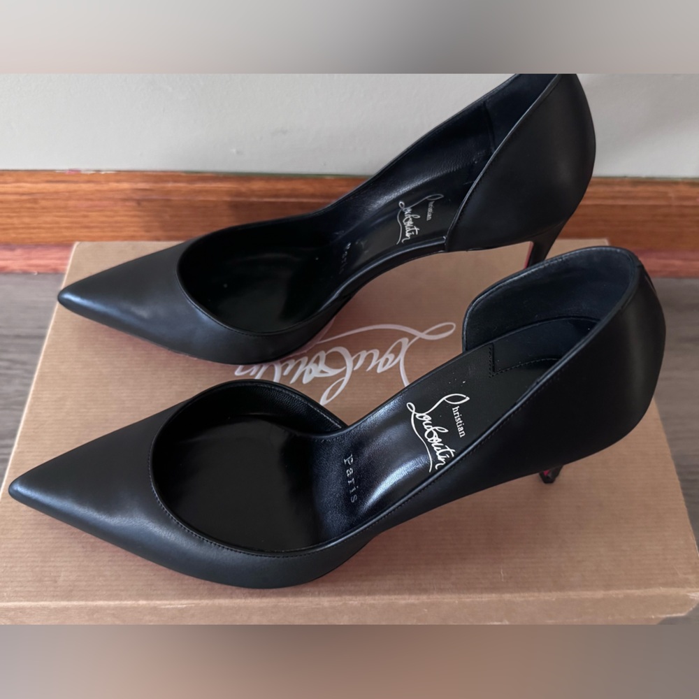 Christian Louboutin Iriza 85 Black  Leather Pumps - Picture 3 of 9
